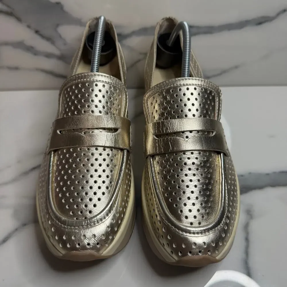 Dolce Vita Women's Gold Metallic Platform Janine Loafer Sz 8.5 Fashion Sneakers - Picture 2 of 7